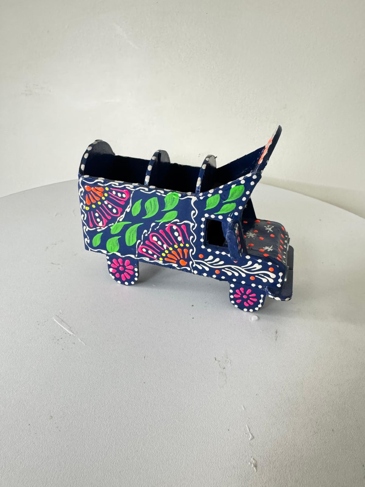 Hand-Painted Pakistani Truck – Traditional Truck Art Desk Organizer