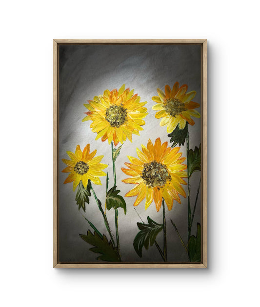 Golden Bloom – Handmade Sunflower Mix media Paper Art