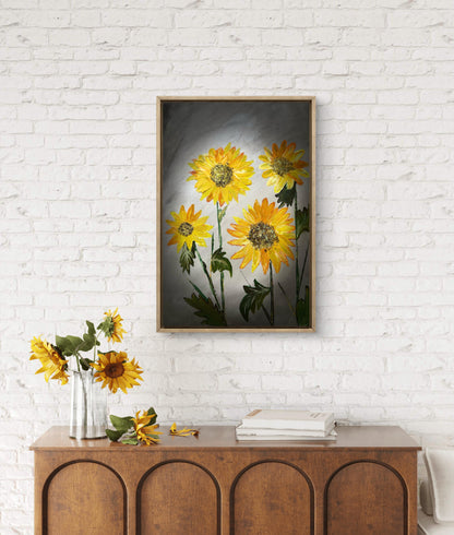 Golden Bloom – Handmade Sunflower Mix media Paper Art