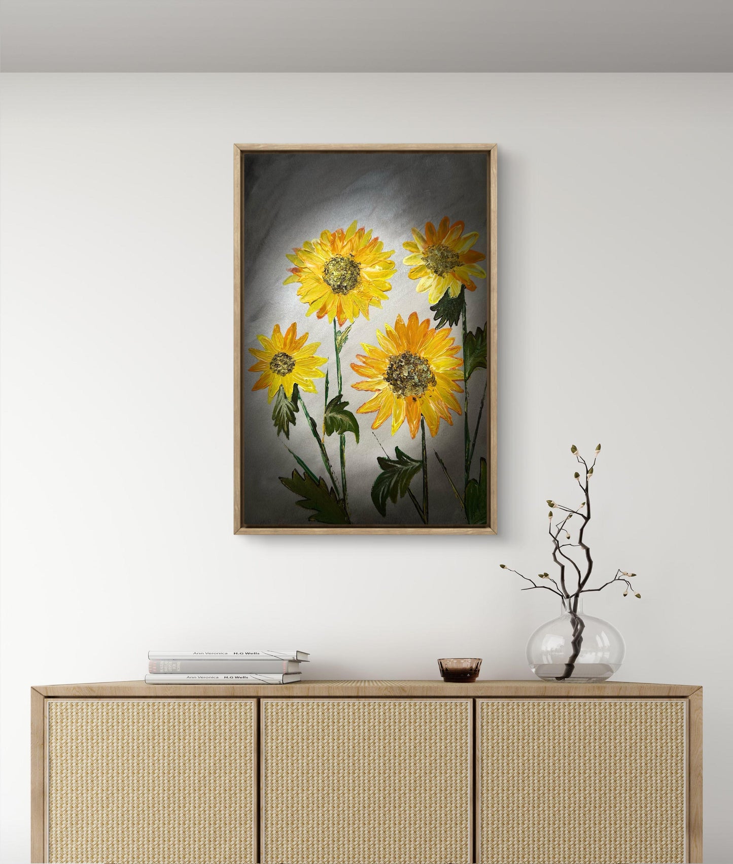 Golden Bloom – Handmade Sunflower Mix media Paper Art