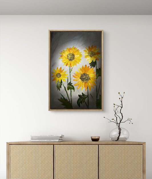 Golden Bloom – Handmade Sunflower Mix media Paper Art