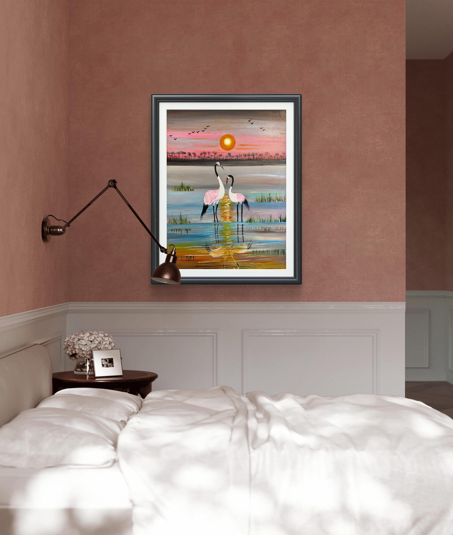 romantic-flamingos-at-sunset-reflection-of-love-unframed-print