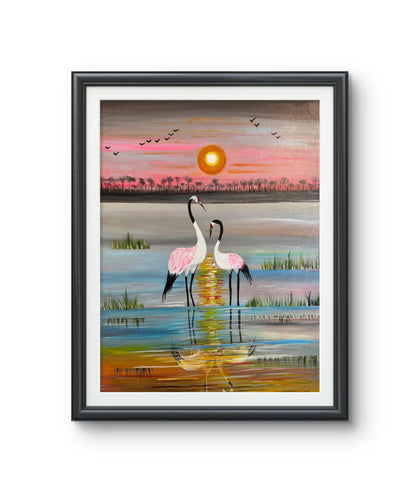 romantic-flamingos-at-sunset-reflection-of-love-unframed-print