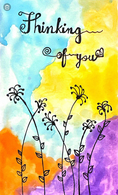 Card with floral design and message .