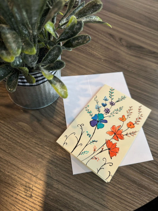 Decorative greeting card with floral design .
