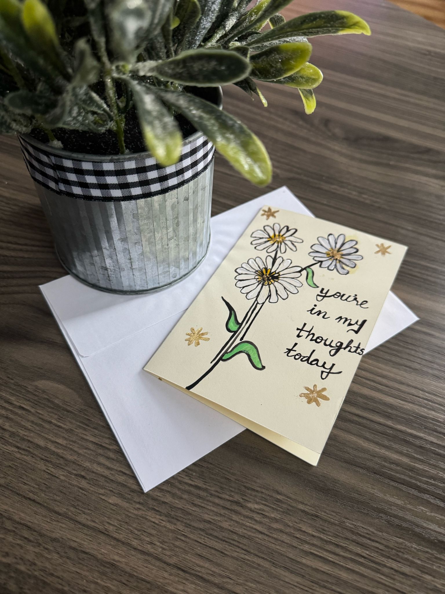 Card with floral design and message .