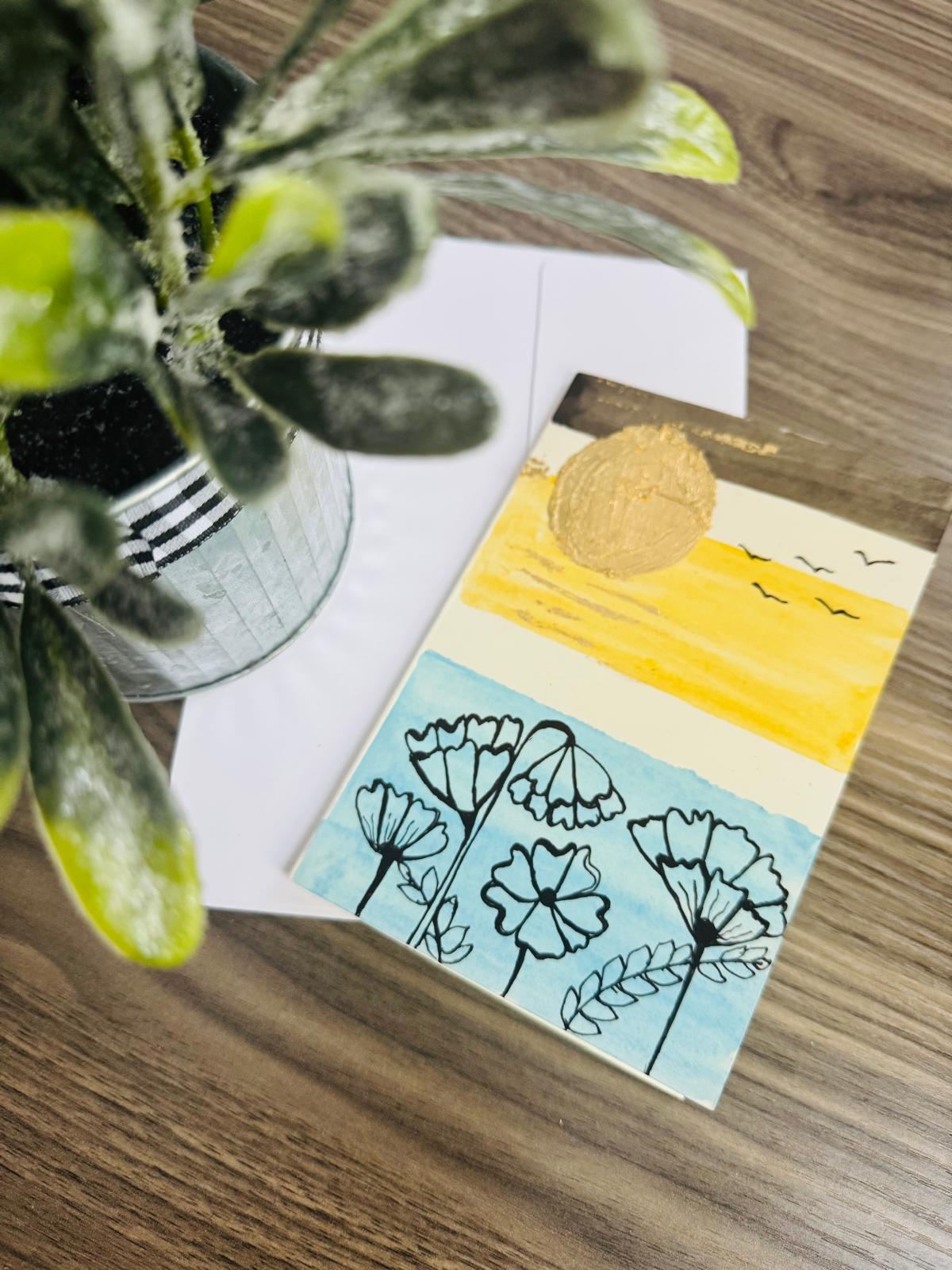 Greeting card with floral design 