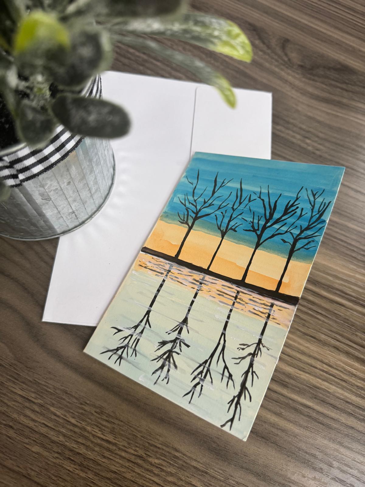 Greeting card with tree design 
