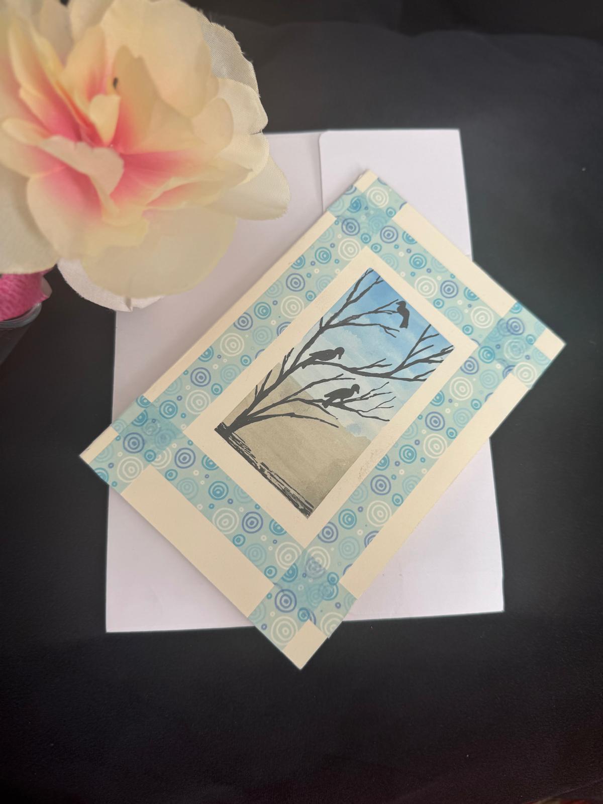 Greeting card with nature-themed design 