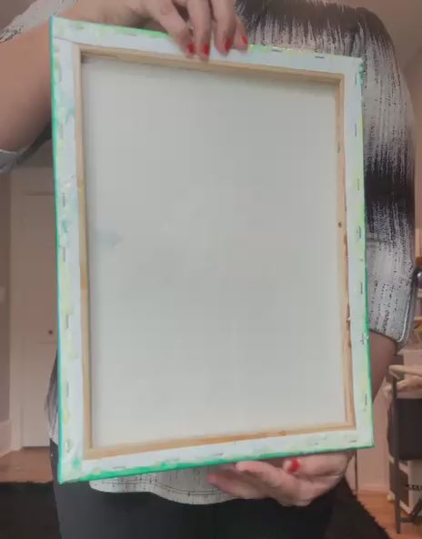 Handcrafted 3D lotus flower painting featuring a pink lotus bloom, raised green lily pads, and a glossy resin finish on a blue water background, 11x14 inches.